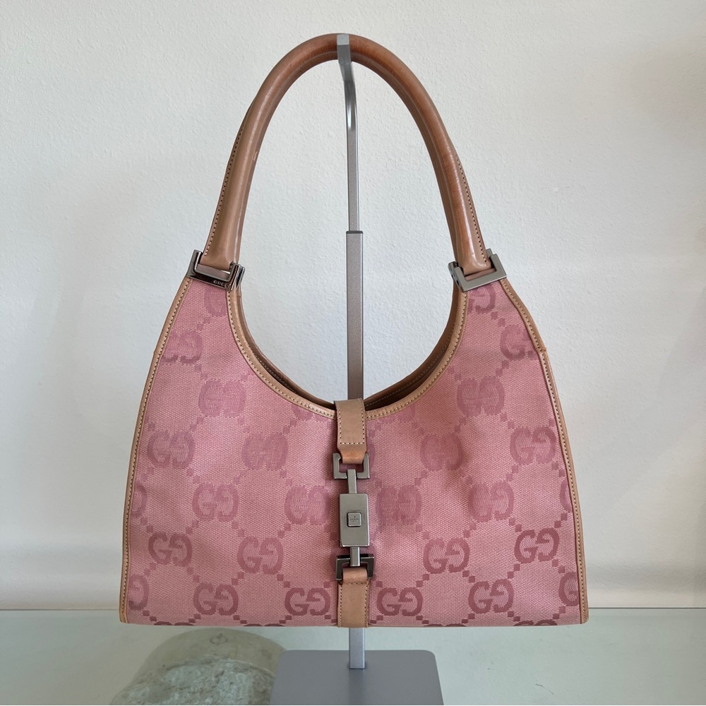 Vintage Gucci Jackie Bag Baby Pink Leather Shoulder Hobo